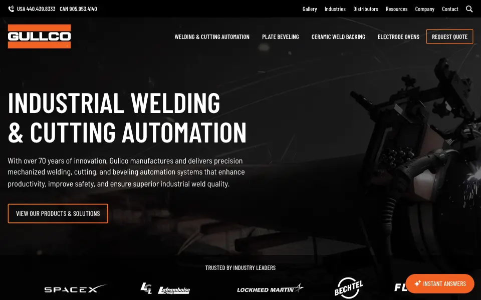 Gullco International website home page