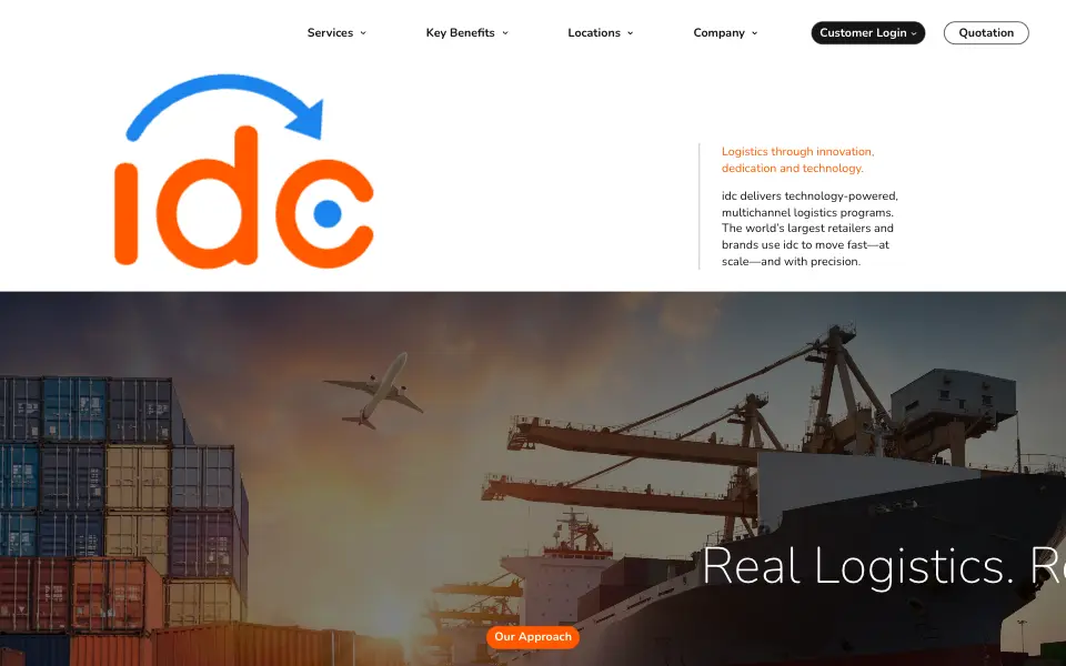 idc Logistics website home page