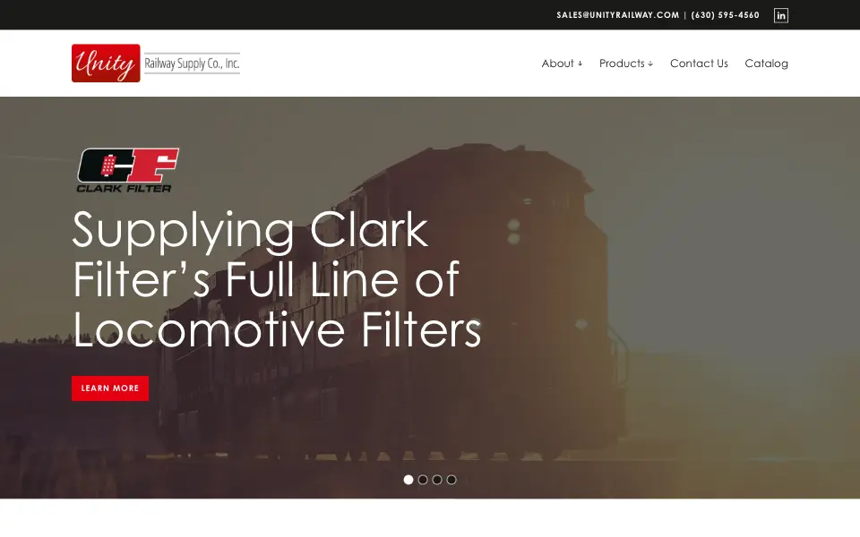 Unity Railway Supply website home page