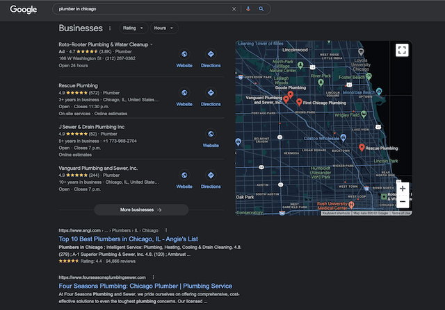 search engine results page