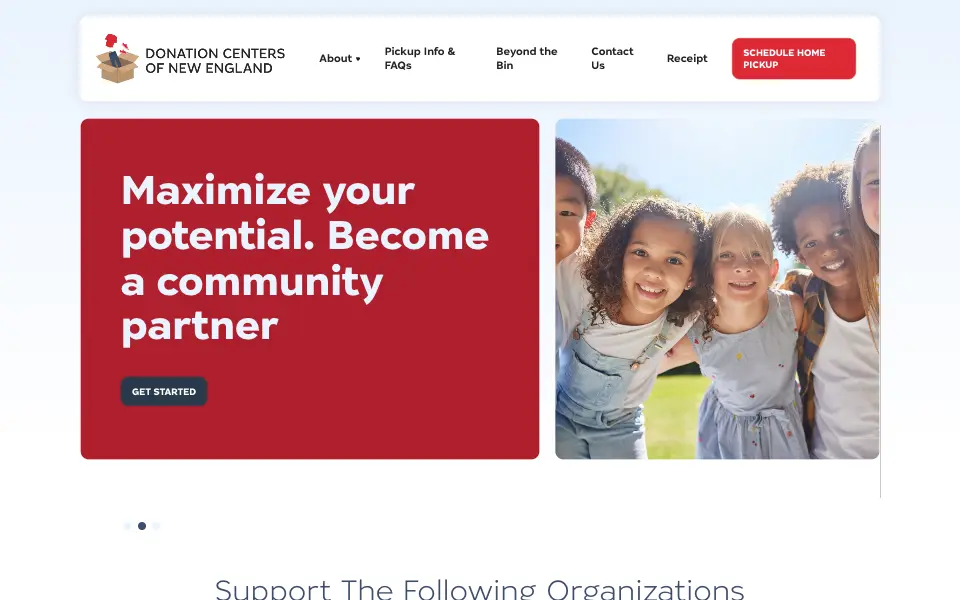 Donation Centers of New England website home page