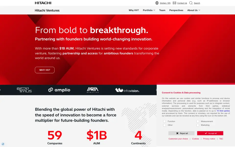 Hitachi Ventures website home page