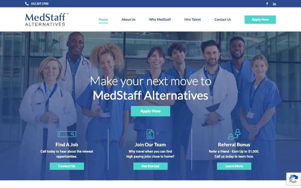 MedStaff Alternatives website home page