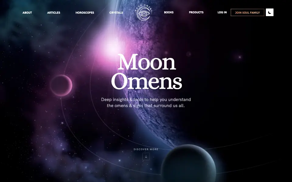 Moon Omens website home page