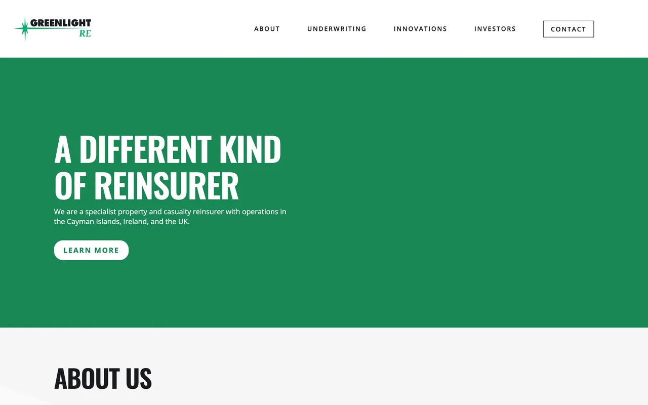 Greenlight Re website home page