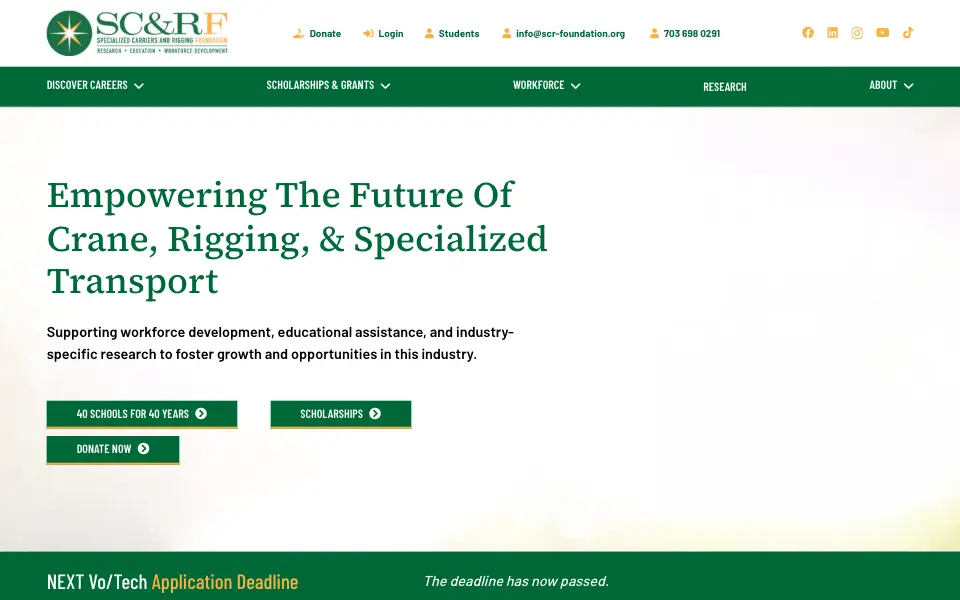 Specialized Carriers & Rigging Foundation website home page