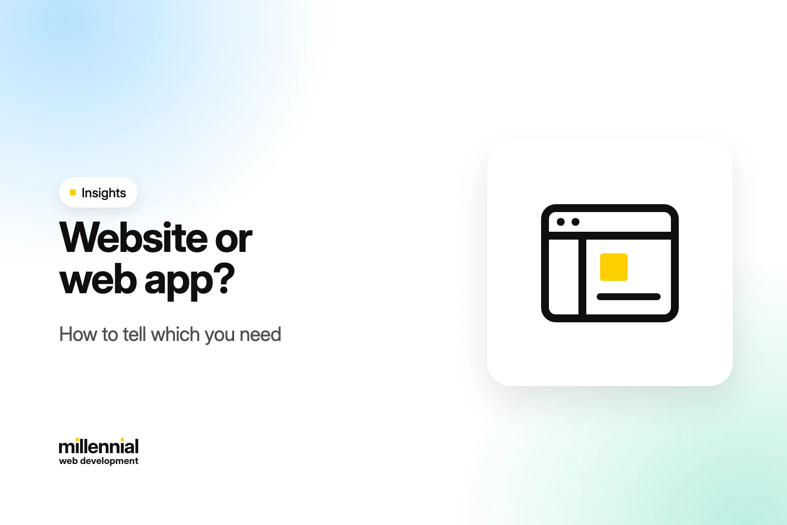 Illustration of an app window with a sidebar and a yellow square tile